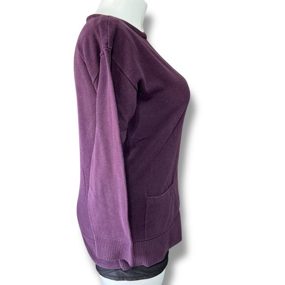 Jeanne Pierre Womens Tunic Sweater Pullover Long Sleeve Boat Neck Purple Large - Picture 2 of 8